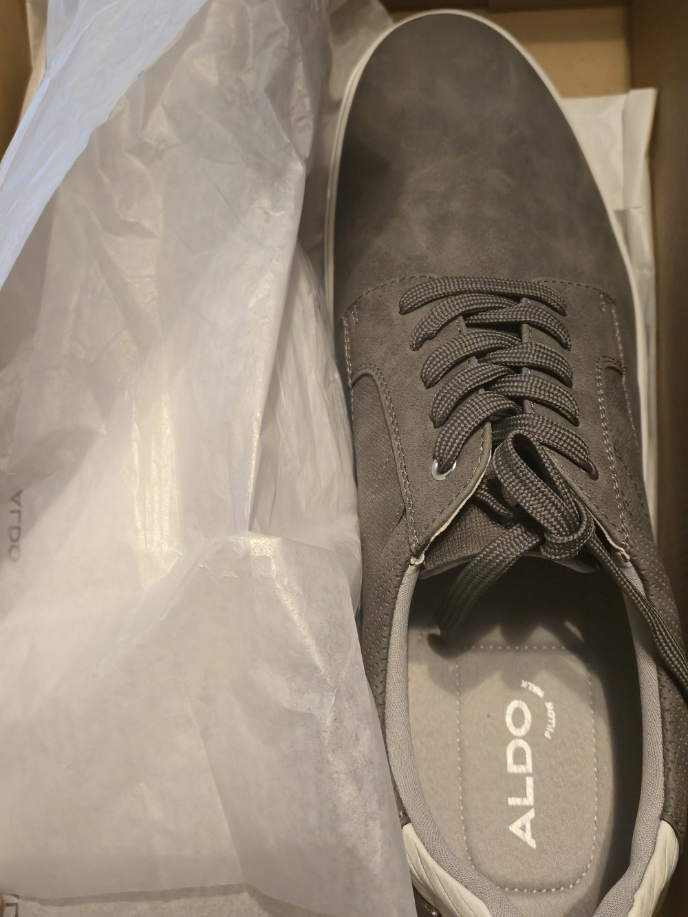 ALDO Men's Gray Suede-Look Lace-Up Sneakers